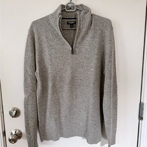 Bonobos Men's Light Gray Zip-Up Lambs Wool Sweater